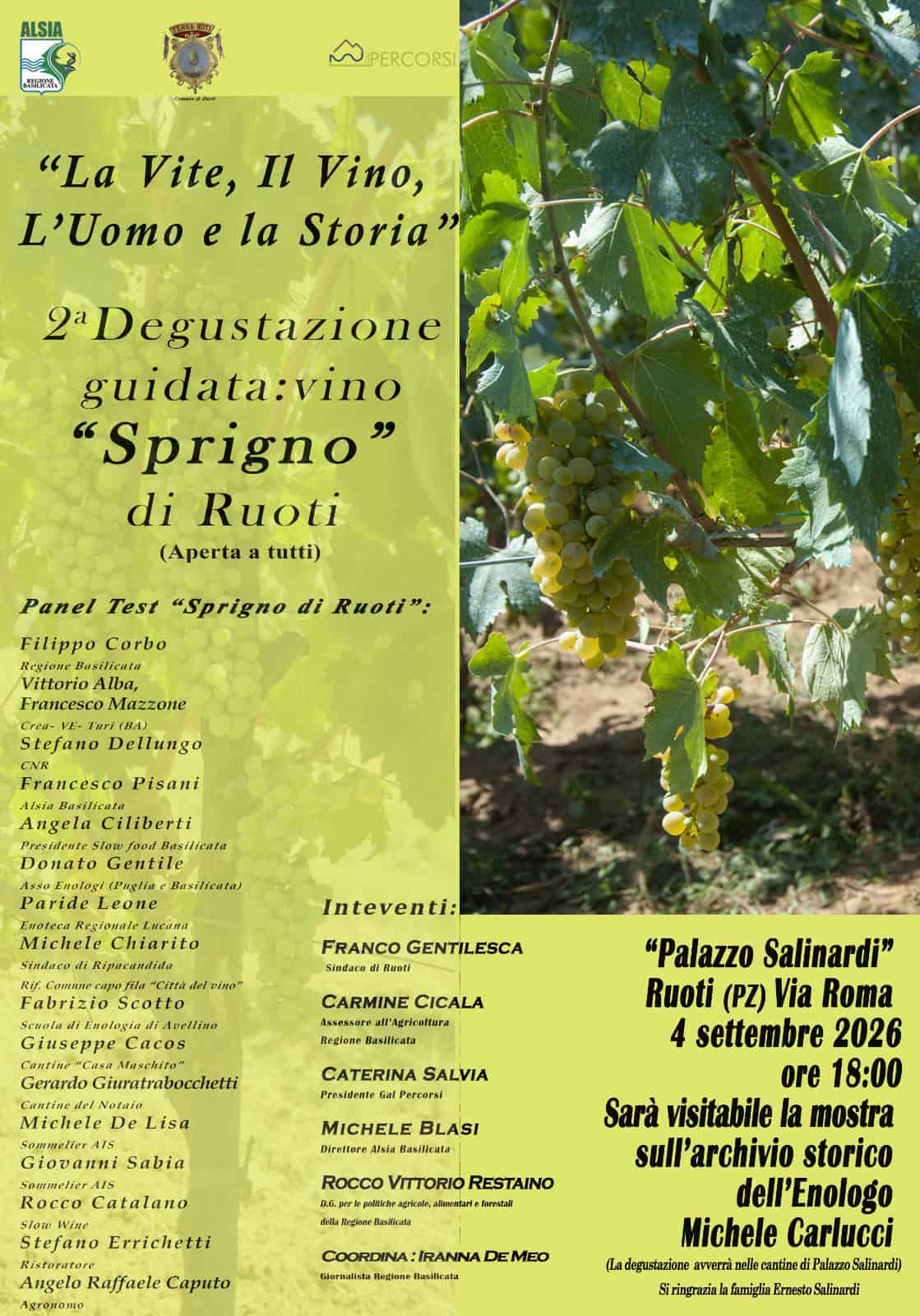 2ª Degustazione guidata: vino “Sprigno” di Ruoti